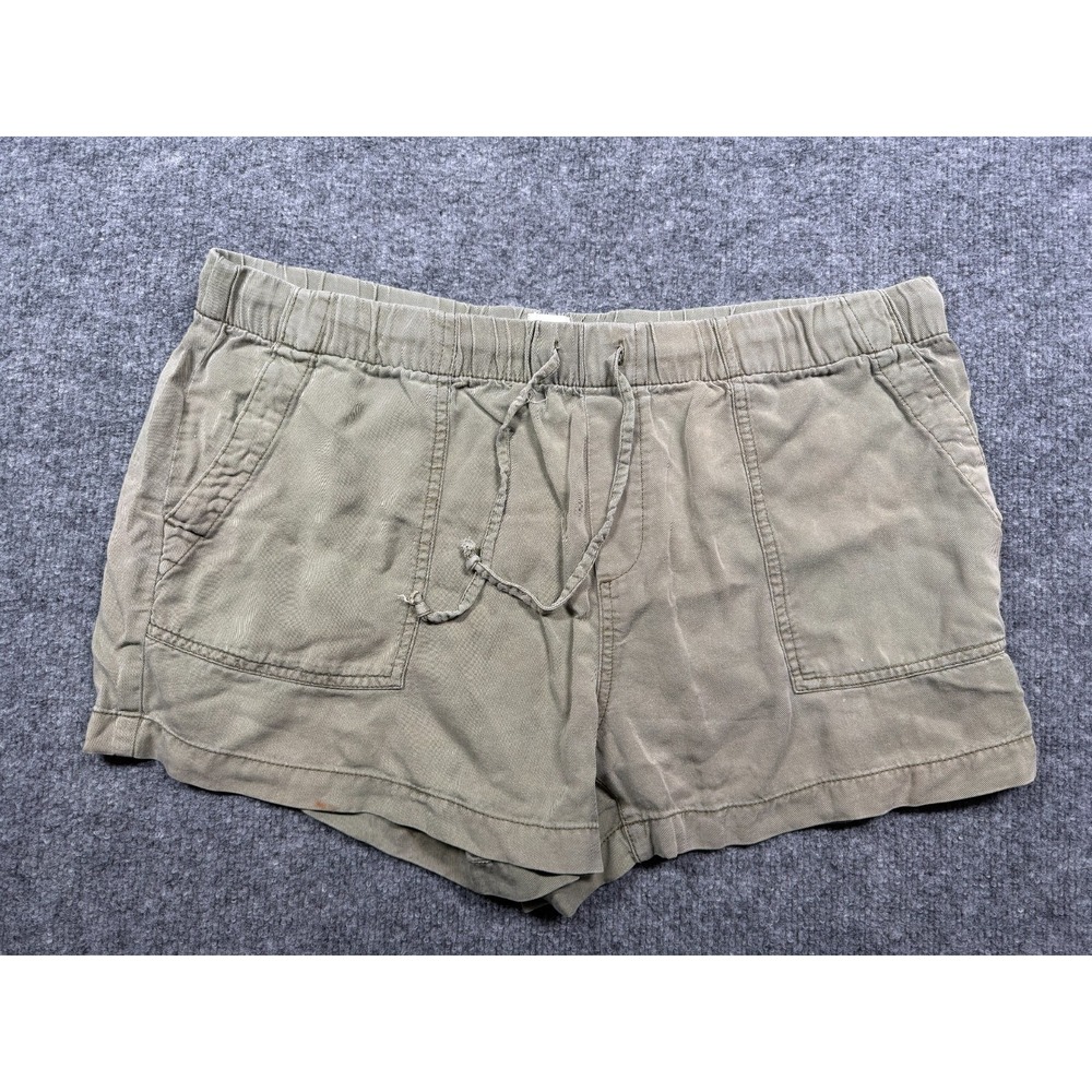 Gap Shorts Womens Large Olive Green Canvas Lyocell Patch Pocket Drawstring Waist